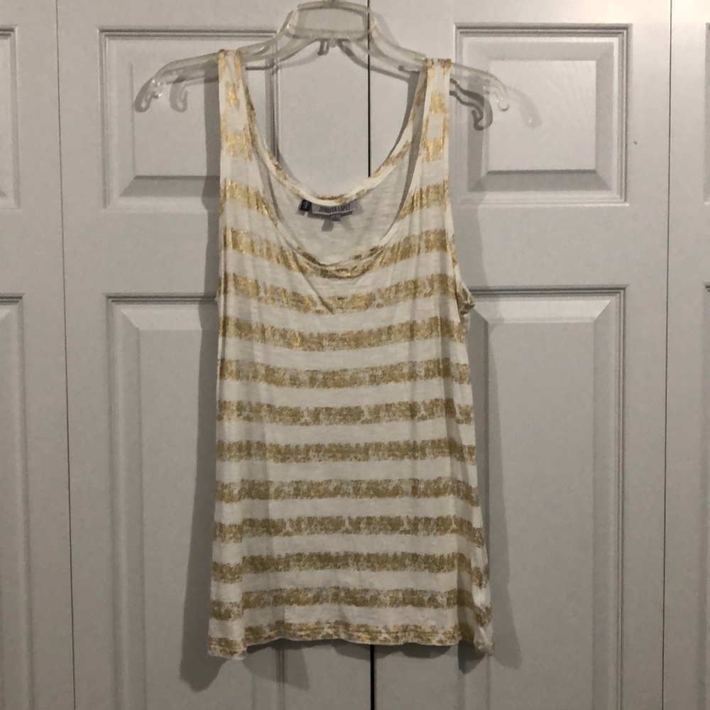 White and gold stripe tank